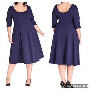 CITY CHIC Navy Stretch Midi Dress